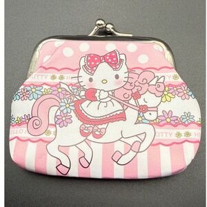 Coin Purse Pink White Polka Dot Horse Kiss Clasp Wallet Pouch